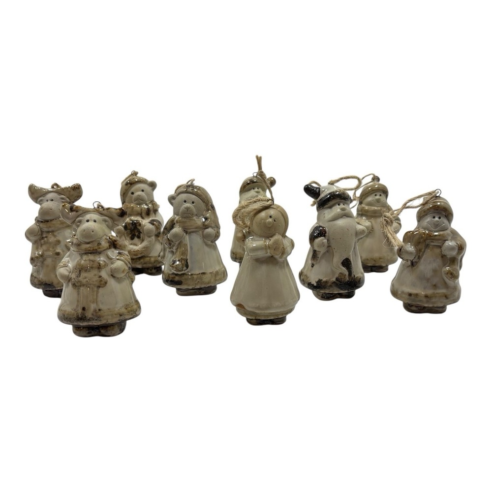 Kirklands‎ Potters Garden Holiday Ornaments 9 Pieces 2.75" Tall Unboxed Natural